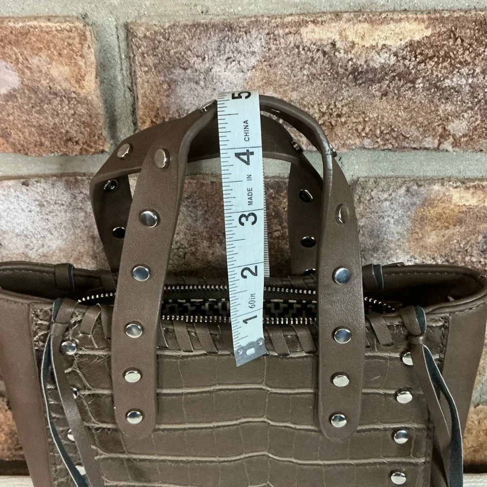 SASHA+SOFI Studded Croc-Embossed Faux Leather Crossbody Bag
